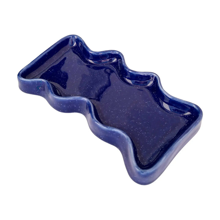 5mm Paper, Keramik Wellentablett - Rechteck, blau