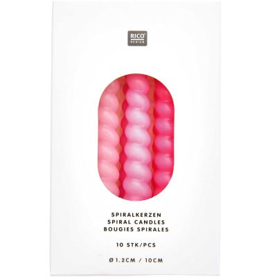 Rico Design, Spiralkerzen, Pink Mix, 10 Stk, Ø 1,2 cm x 10 cm hoch